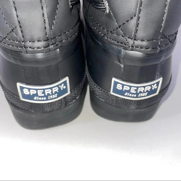 NEW Sperry Top Sider Gosling Quilted Duck Waterproof Black Lace Up Boots Size 6 - Picture 6 of 8